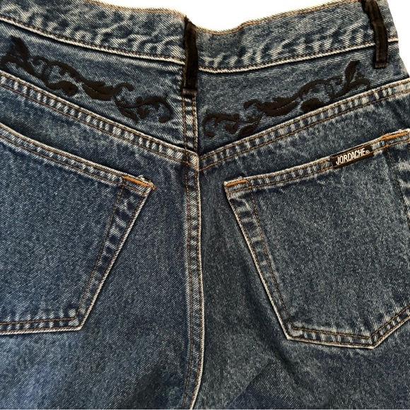 Vintage 80's Jordache Embellished Denim Jean Sz Jr 7/8 Dark Wash High Waisted - Picture 3 of 9